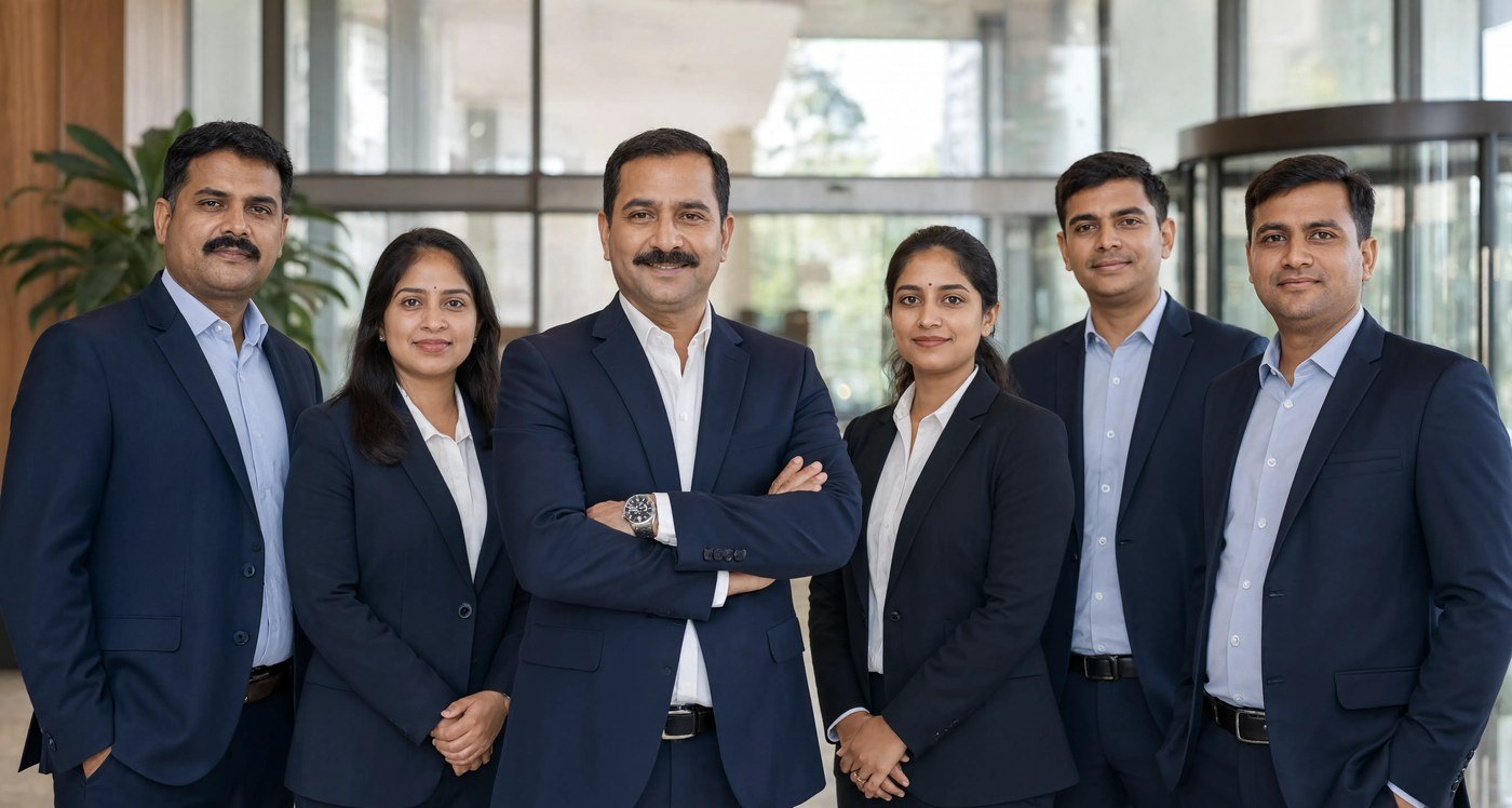Bryte Guard Force leadership team in a modern office lobby
