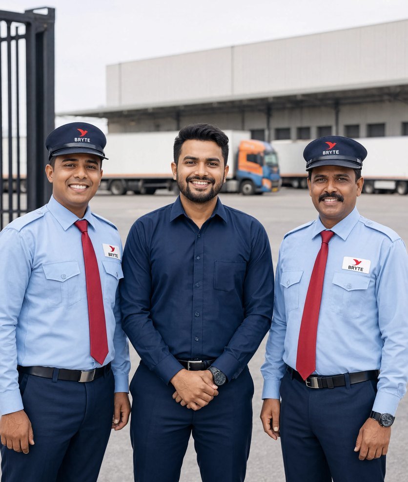 Bryte security and facility team at a logistics park in India