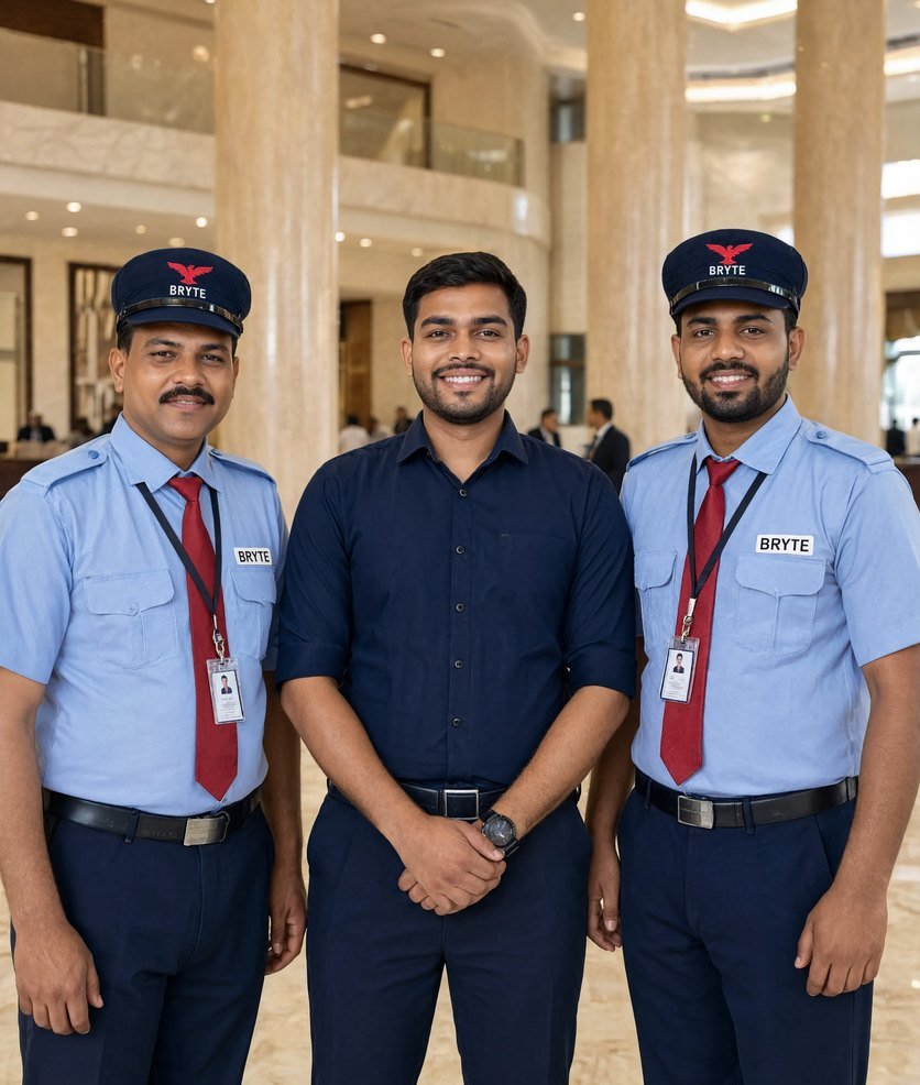 Bryte security and facility team at a banking headquarters in India