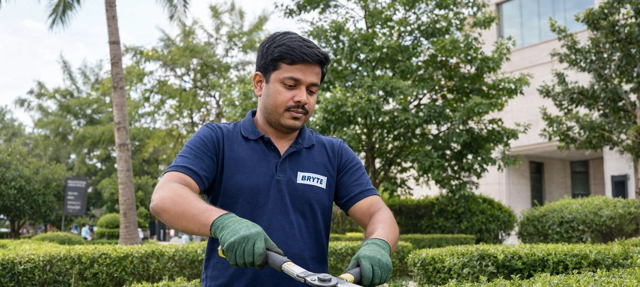 Bryte professional on duty, landscaping and grounds maintenance in India