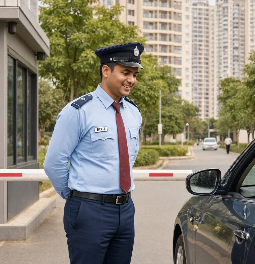 Bryte guard greeting a resident car at a township gate